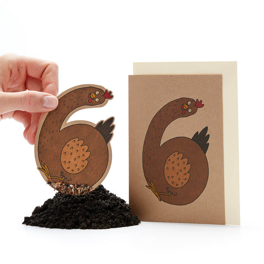 Grußkarte Saatstecker 6. Geburtstag mit Pflanzensamen
