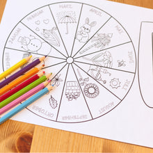 Lade das Bild in den Galerie-Viewer, Jahreszeiten Rad Vorlage zum Ausmalen Digitale Malvorlagen LillyGo