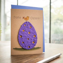 Lade das Bild in den Galerie-Viewer, Grußkarte Frohe Ostern mit Pflanzensamen Gärtnern mit Kindern Die Stadtgärtner 
