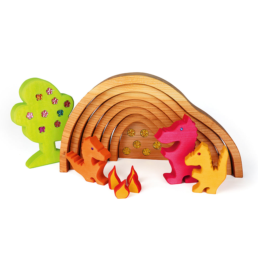 Construction set: Dragon's Cave with treasure and campfire 
