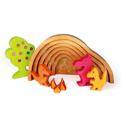 Construction set: Dragon's Cave with treasure and campfire 