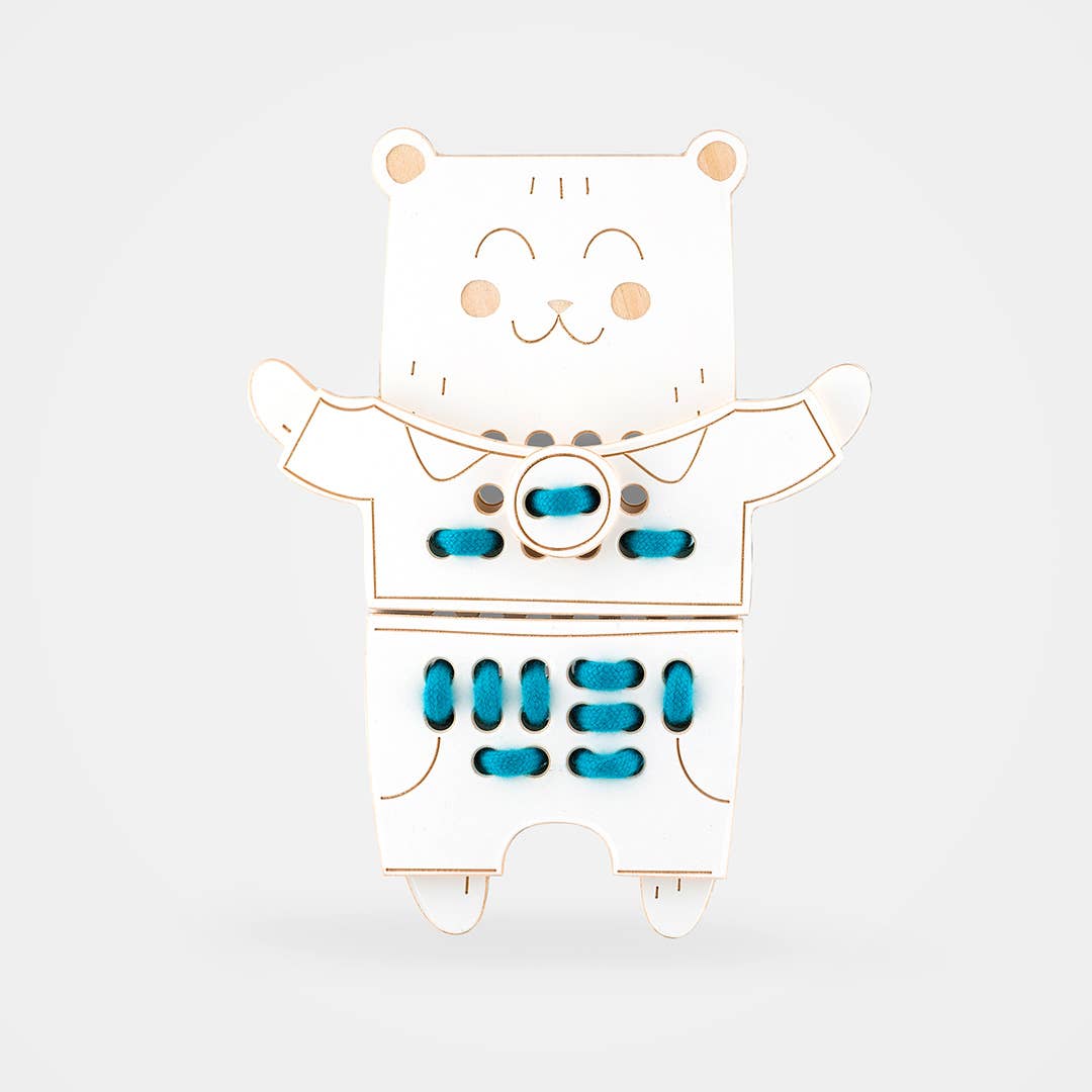 Teddybär Schnürspielzeug aus Holz - Milin