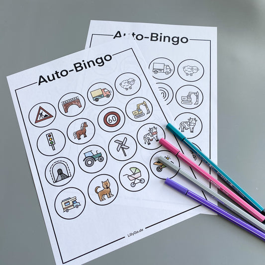 Auto-Bingo Vorlage download zum Ausdrucken als PDF