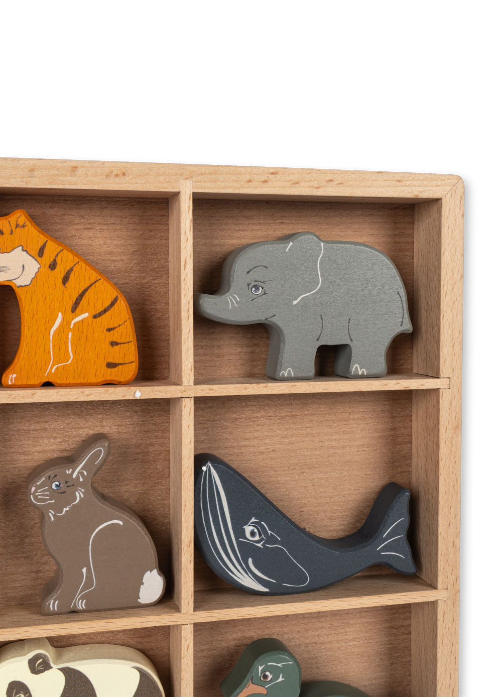 9 wooden animals in a box - Konges Slojd
