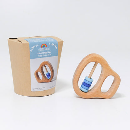 Klipp Klapp blue teething ring by Grimm's