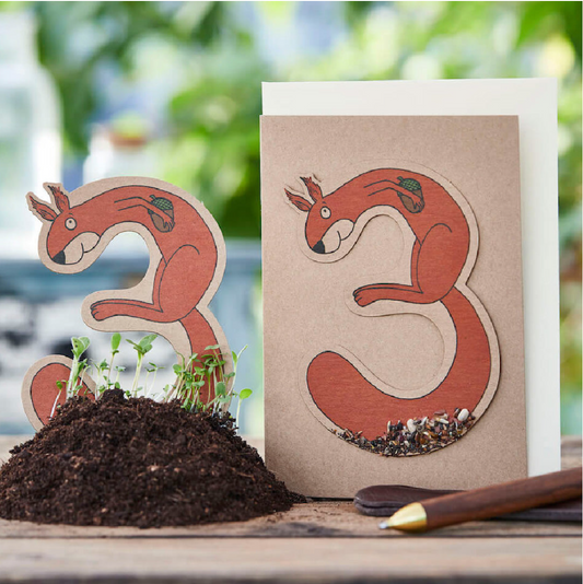 Grußkarte Saatstecker 3. Geburtstag mit Pflanzensamen