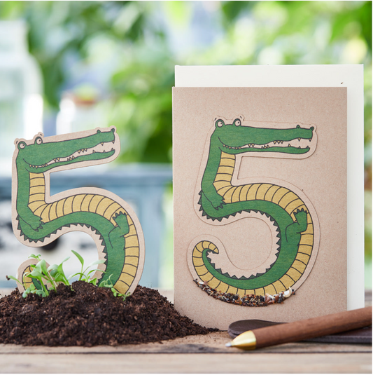 Grußkarte Saatstecker 5. Geburtstag mit Pflanzensamen