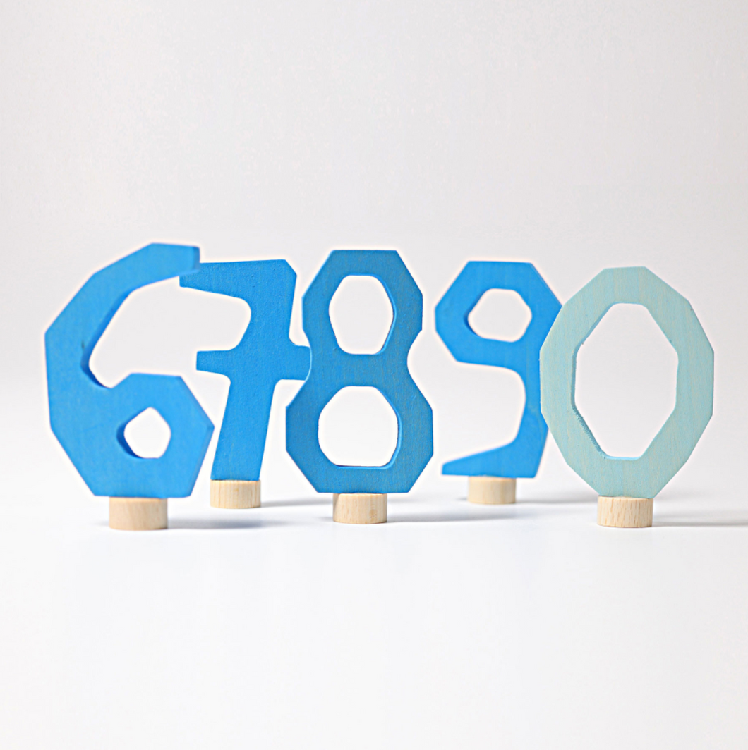 Zahlenstecker 6 bis 9 und 0 blau - Grimms