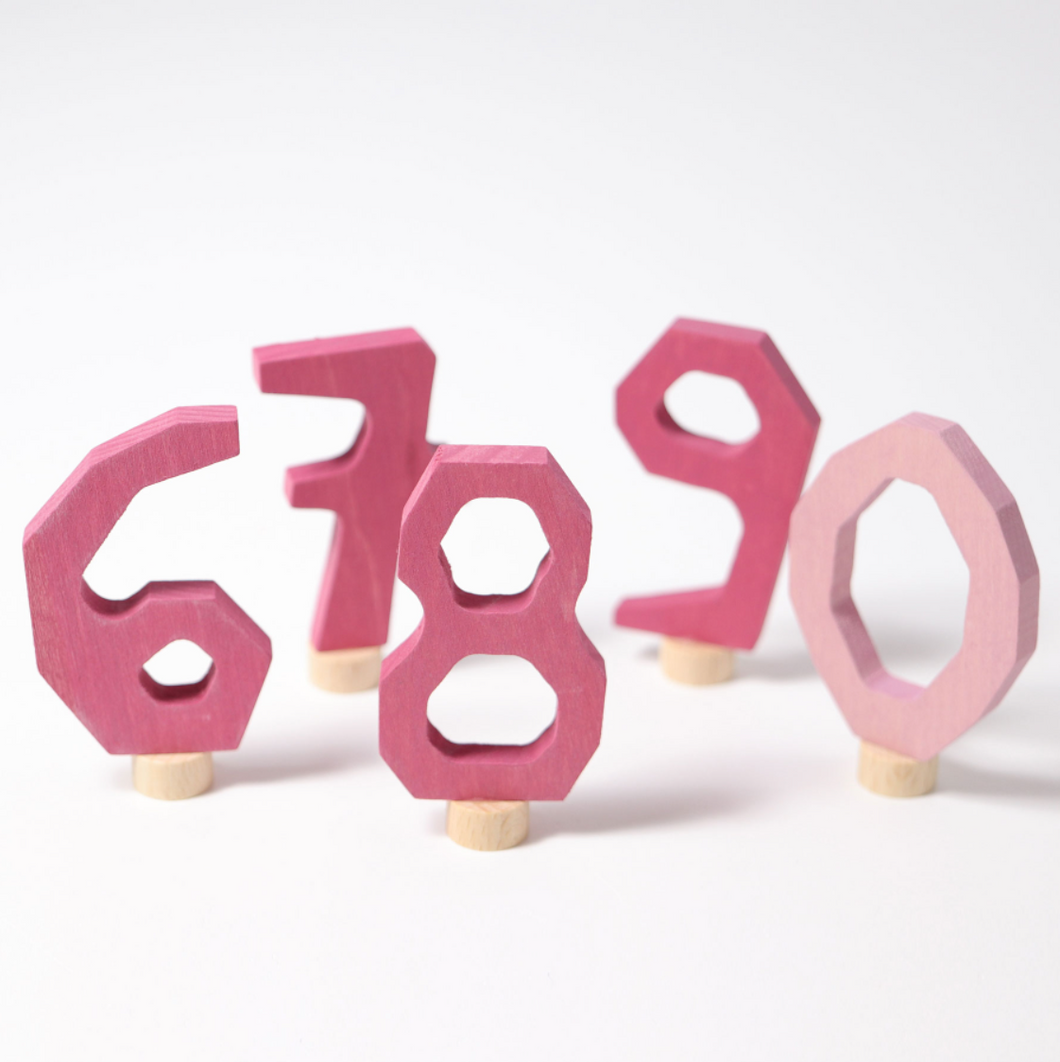 Zahlenstecker 6 bis 9 und 0 rosa - Grimms