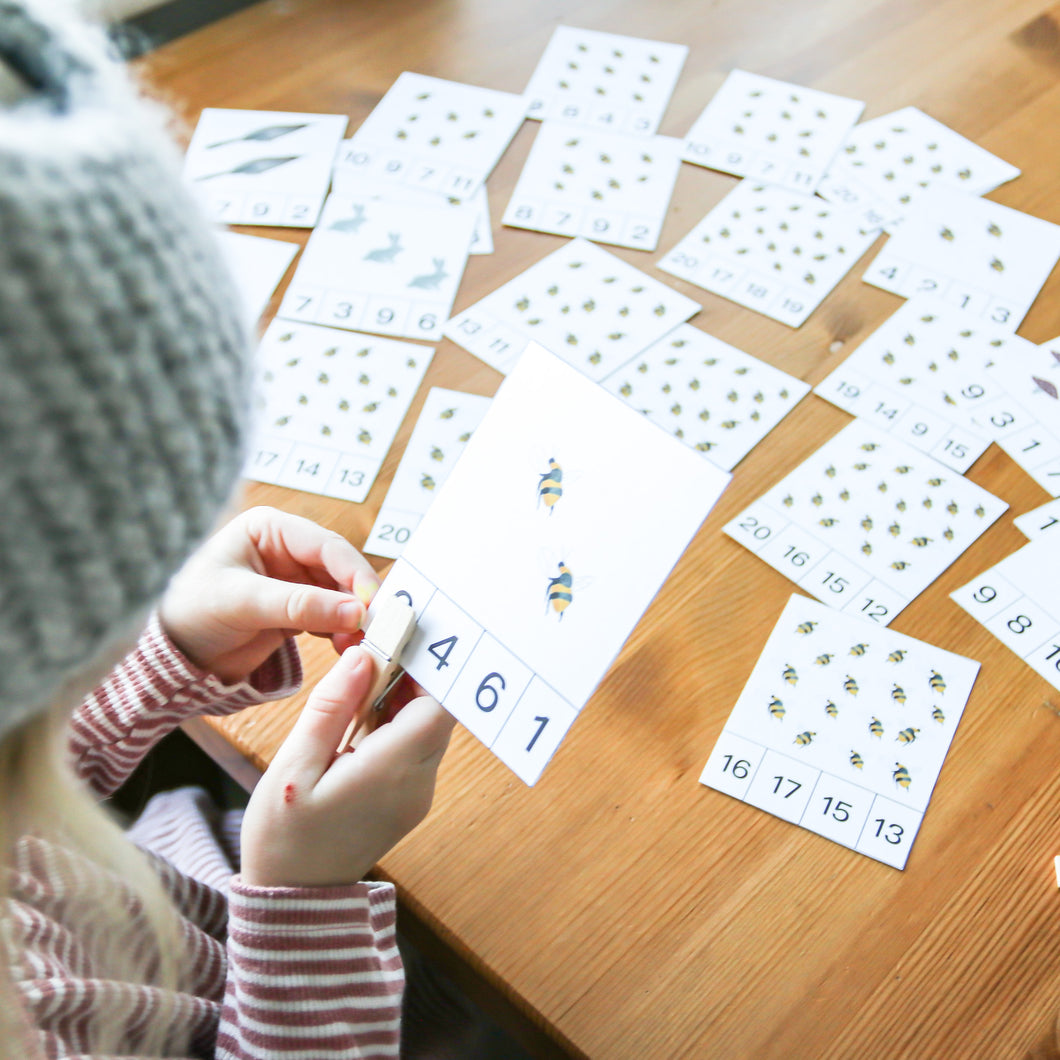 Zahlenkarten zum Ausdrucken - Klammerkarten Zahlen 1 bis 20 Spielvorlagen zum Ausdrucken LillyGo 